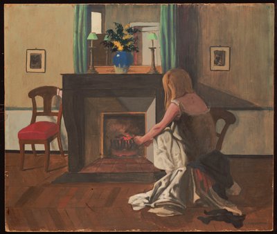 Interior with a Woman in a Nightgown by Felix Edouard Vallotton
