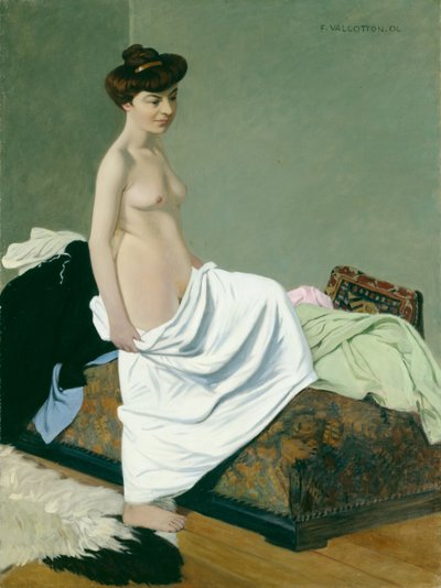Standing Nude Holding a Gown on Her Knee by Felix Edouard Vallotton