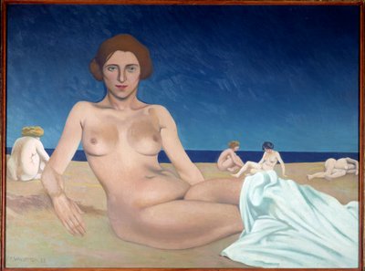 Sunbathing on the beach. Painting by Felix Vallotton (1865-1925) by Felix Edouard Vallotton