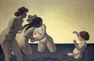 Three Women and One Little Girl Playing in the Water by Felix Edouard Vallotton