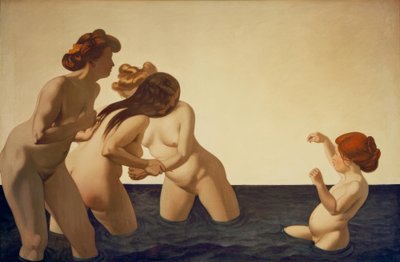 Three Women and a Little Girl Playing in the Water by Felix Edouard Vallotton