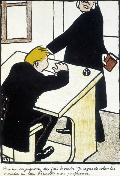 You will marry me ten times the verb I watch fly the flies instead of listening to my teacher - The Christian school by Félix Vallotton, in L