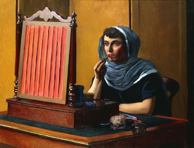 Young Woman Putting on Lipstick by Felix Edouard Vallotton