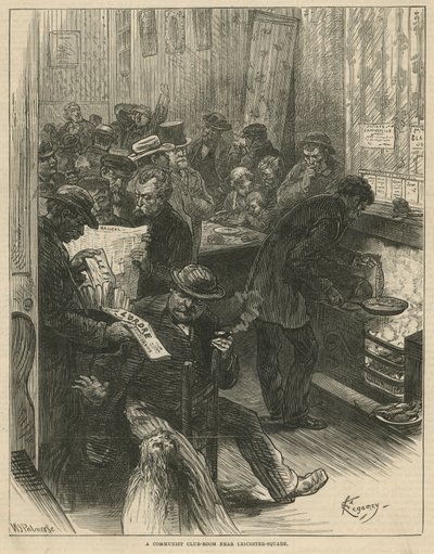 A Communist Club Room Near Leicester Square by Felix Elie Regamey