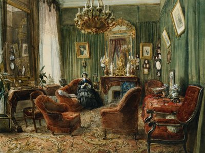 View of the Salon of the Countess of Salverte by Felix Francois Barthelemy Genaille