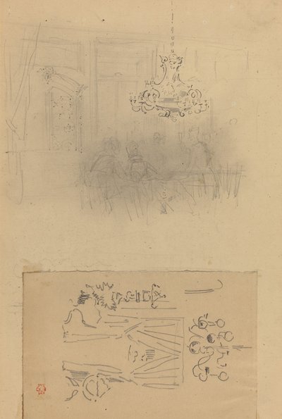 A Gathering in an Interior; A Curtained Doorway by Felix Hilaire Buhot