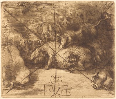 Pigs in the Sun by Felix Hilaire Buhot