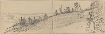 Figures on Top of a Hill, Overlooking the Sea by Felix Hilaire Buhot
