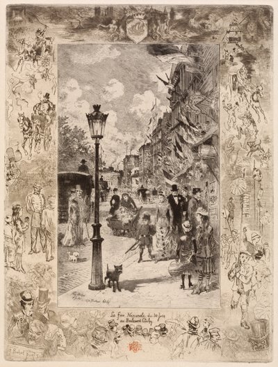 National Holiday on the Boulevard de Clichy by Felix Hilaire Buhot
