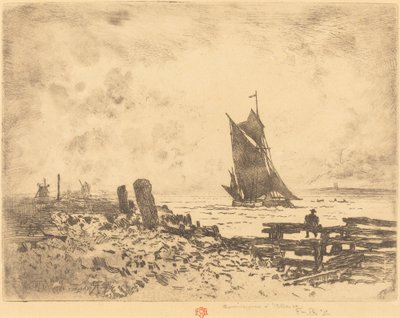 La Petite Marine - Souvenir de Medway Counterproof by Felix Hilaire Buhot