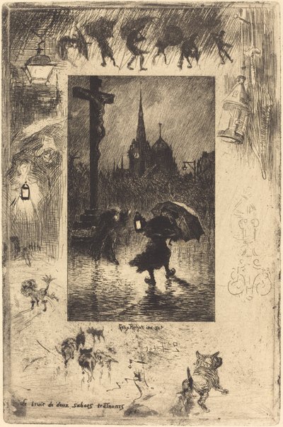 The Sound of Two Clogs Shuffling, 1878 by Felix Hilaire Buhot