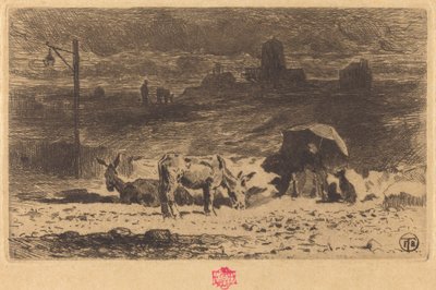 Donkeys at La Butte-aux-Cailles by Felix Hilaire Buhot