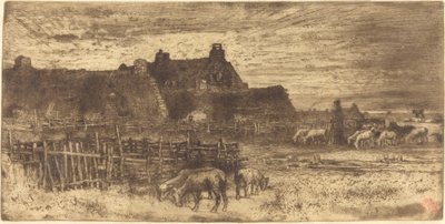 Pastoral Scene, Setting Sun by Felix Hilaire Buhot