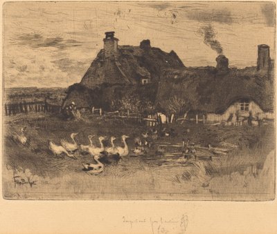 Thatched Cottages (Small Plate) by Felix Hilaire Buhot