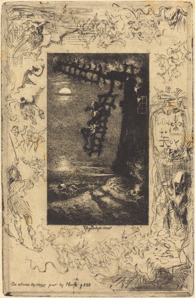 They light candles for the dead, 1878 by Felix Hilaire Buhot