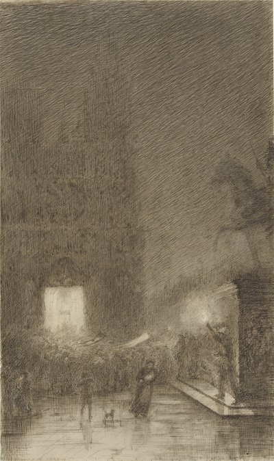 Gathering at Evening in Front of a Cathedral by Felix Hilaire Buhot