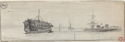 Shipping in the Port of London by Felix Hilaire Buhot