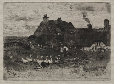 Thatched Cottages by Felix Hilaire Buhot