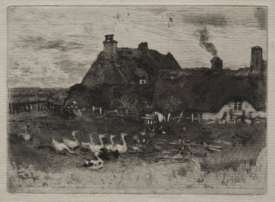 Thatched Cottages by Felix Hilaire Buhot