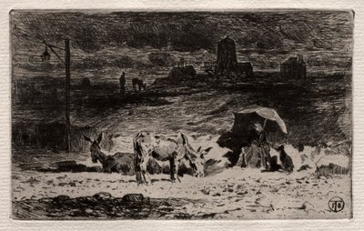 The Donkeys at the Hill of the Cailles by Felix Hilaire Buhot