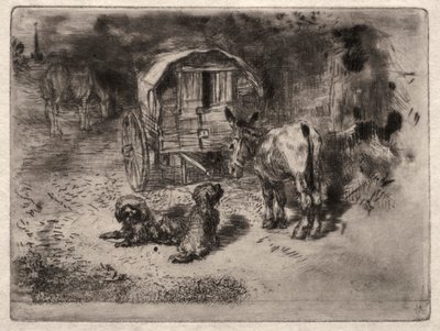 The Guardians of the House, or the Friends of the Saltimbanque, c. 1875 by Felix Hilaire Buhot
