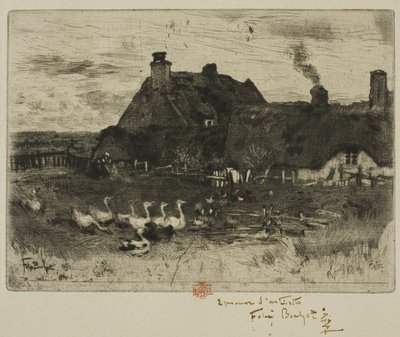 The Little Thatched Cottages by Felix Hilaire Buhot