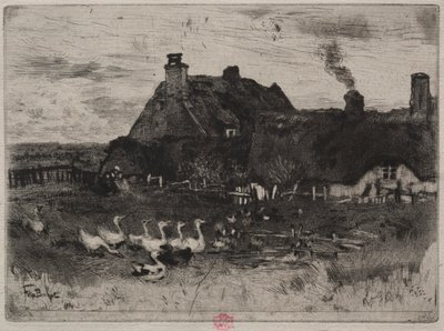 The Little Thatched Cottages by Felix Hilaire Buhot