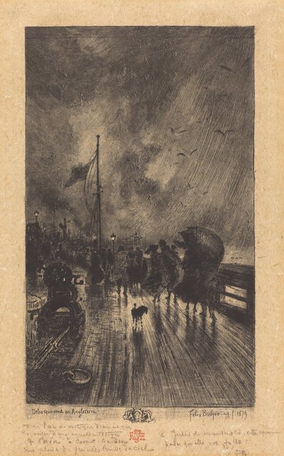 A Landing in England by Felix Hilaire Buhot