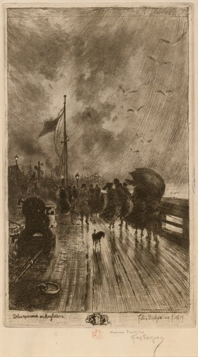 Landing in England by Felix Hilaire Buhot