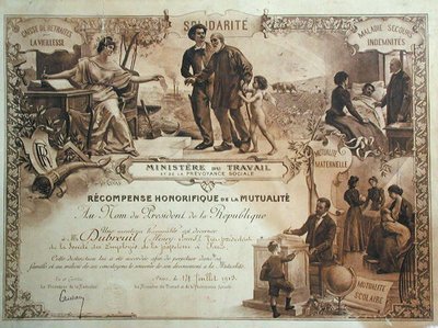 Honorary award given to Henry Dubreuil by the Ministere du Travail by Felix Hippolyte Lucas