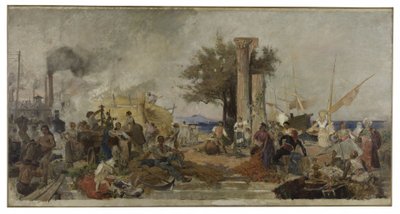 Sketch for the dome of the Paris Bourse du Commerce: Commercial activity in Europe, ca. 1889 by Felix Hippolyte Lucas