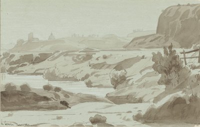 View in the Roman Campagna with a River in the Foreground by Felix Hippolyte Lanoue