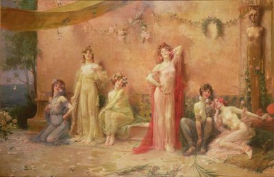 The Temptresses Before a Wall Covered with Graffiti by Felix Hippolyte Lucas