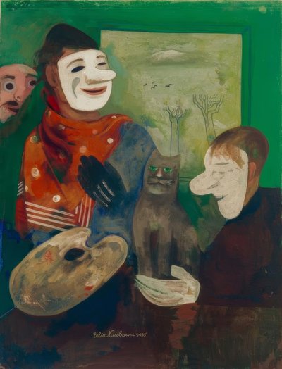 Masks and Cats (Painter with Mask and Cat) by Felix Nussbaum