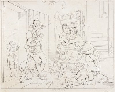 Rip Nagged by His Wife (Rip Van Winkle, illustration) by Felix Octavius Carr Darley