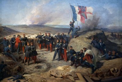 Marshal Aimable Pelissier and his staff at Sebastopol on 8th September 1855 by Felix Philippoteaux