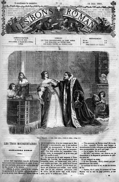 The Three Musketeers by Alexandre Dumas. Queen Anne of Austria must deliver a letter to the Chancellor. by Felix Philippoteaux