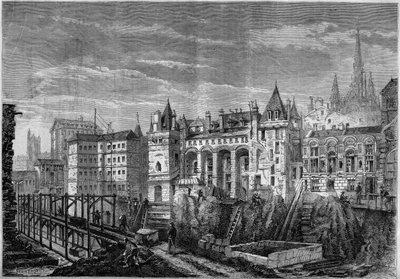 Architecture: view of the western facade of the former palace of the kings of France on the Ile de la Cite, in Paris by Felix Thorigny