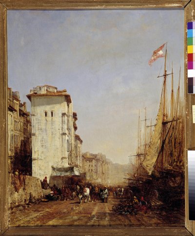Port Dock in Marseille by Félix Ziem