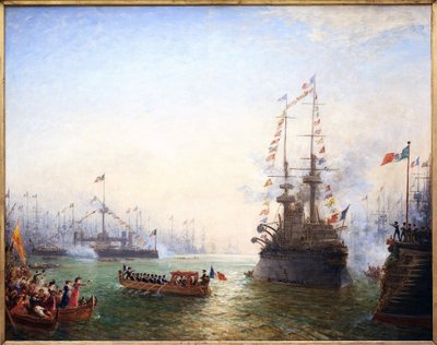 Toulon, visit of President Emile Loubet to the French and Italian wings in April 1901. Painting by Felix Ziem by Félix Ziem