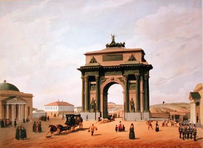 The Triumphal Arch in the Tverskaya Square in Moscow, Printed by Lemercier, Paris, 1840s by Felix after Benoist