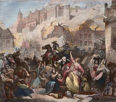 Destruction of Heidelberg by the French Under General Ezechiel Melac, 2 March 1689 - Heidelberg Castle Fire - Nine Years