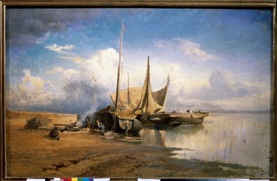 View of the Volga, Boats by Feodor Alexandrovich Vassiliev