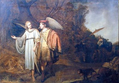 Tobias and the Angel Gabriel by Ferdinand (attr.) Bol
