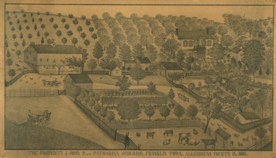 The Property of John P. and Catharina Schuring, Franklin Town, Allegheny County, Pennsylvania, 1883 by Ferdinand A. Brader