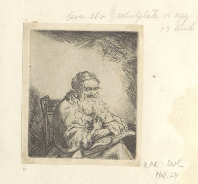 Old Man with a Clover on His Coat (series title: Recueil de quatre-vingt-cinq estampes originales) by Ferdinand Bol (attributed to)