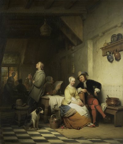 Interior of an Inn, with Figures in Seventeenth-Century Costume by Ferdinand De Braekeleer (I)