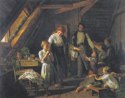 Parting of the Parents - The Oldest Child Takes Care of Siblings in the Absence of Parents by Ferdinand Georg Waldmuller