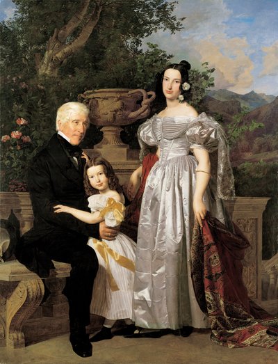 The Princely Esterházy Councilor Mathias Kerzmann with His Second Wife Maria Helena, née Mikolischütz, and Daughter Maria by Ferdinand Georg Waldmuller