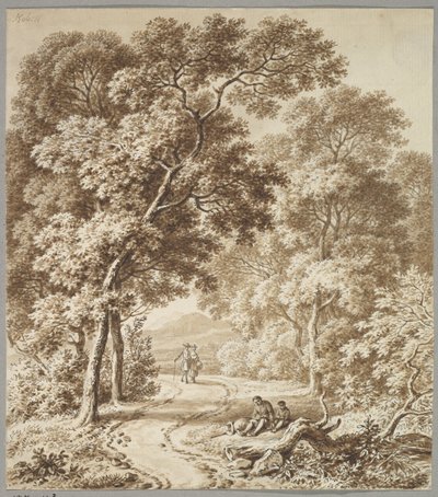 A Path Bordered by Trees with Two Beggars and a Couple Strolling by Ferdinand Kobell